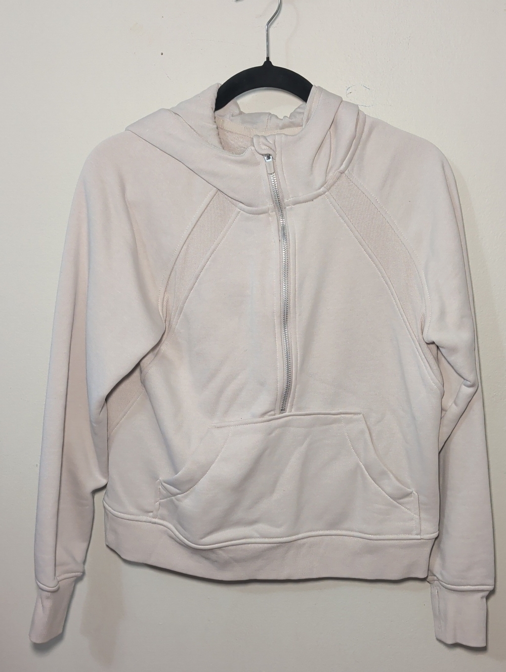 Danskin Mixed Rib Cozy Half Zip Hoodie Cream Sporty Athleisure Women's Size S